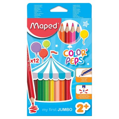 MAPED  bo&icirc;te carton de 12 crayons de couleur color'peps maxi 7566