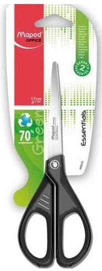 MAPED  ciseaux essentials green sym&eacute;trique bout rond 17 cm 468010