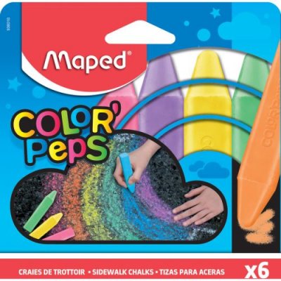 MAPED  Craie de trottoir COLOR'PEPS, &eacute;tui de 6 en carton - Lot de 9