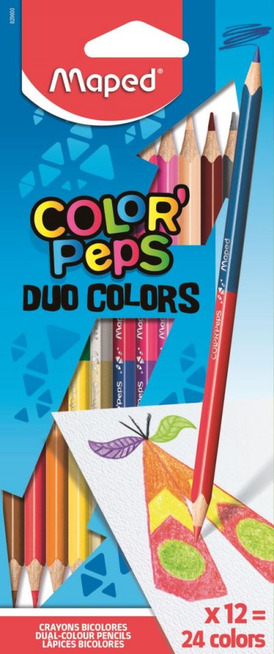 MAPED  Crayons de couleur COLOR'PEPS DUO, triangulaire, &eacute;tui de 12