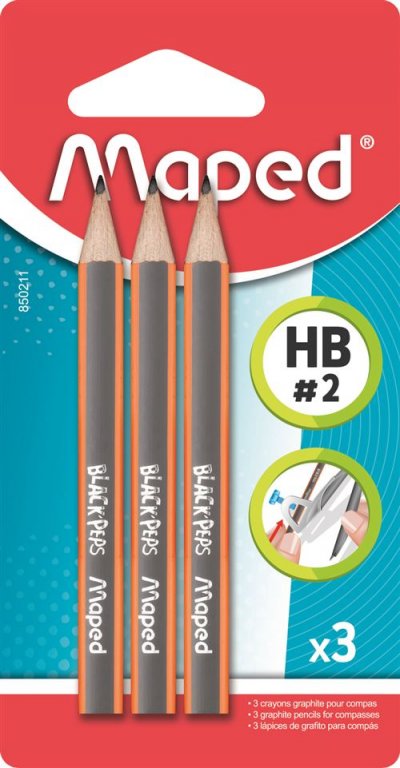 MAPED  Crayons graphite Mini Black Peps Hb &ndash; sous blister X3