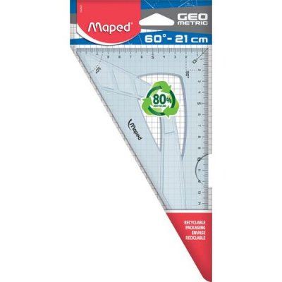MAPED  Lot de 3 Equerres Geometric 60 degr&eacute;s longueur 21 cm transparent