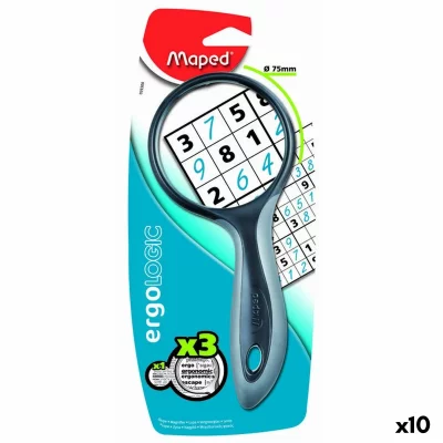 MAPED  Loupe Ronde Diam 75 mm poign&eacute;e soft touch Noir/Gris