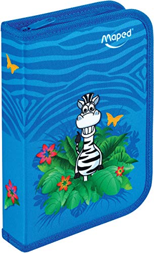 MAPED   etui pour &eacute;colier jungle, en polyester, bleu, equip&eacute; noir