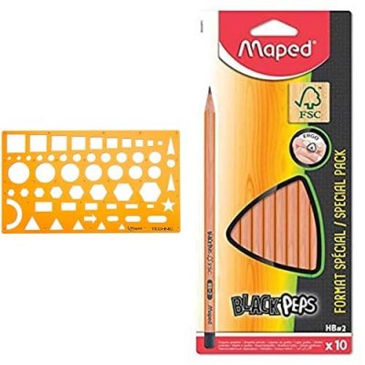 MAPED   gabarit normographe technic, orange noir
