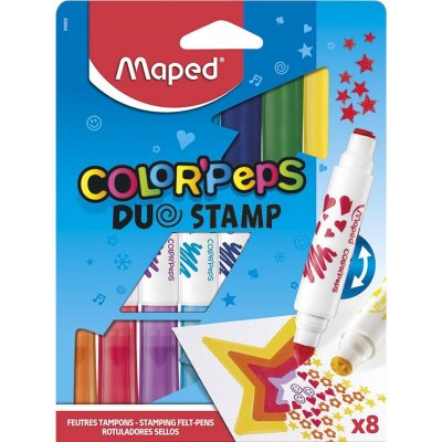 MAPED  Papeterie, Feutre, Couleurs Assortis, x8 Duo Stamp Felt Pens