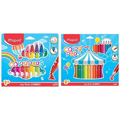 MAPED  Pochette carton de 24 feutres JUMBO EARLY AGE - Lot de 2