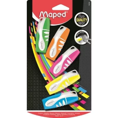 MAPED  Pochette de 5 Surligneurs Peps fluo - Couleur assorties