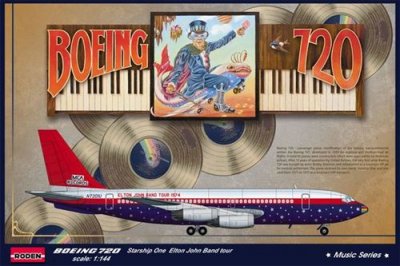 RODEN Maquette avion  Boeing 720 Starship 1 Elton John tour 1974-1/144