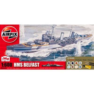 AIRFIX Maquette bateau  HMS Belfast (coffret cadeau ou pour d&eacute;butant)-