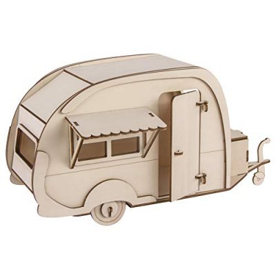 RAYHER Maquette en bois 3D Caravane &agrave; customiser - 36 x 15 x 18 cm - 