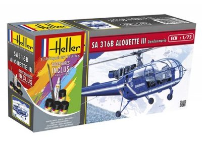 HELLER Maquette h&eacute;licopt&egrave;re  STARTER KIT (Kit de d&eacute;marrage) SA 316 Alou