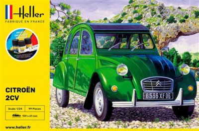 HELLER Maquette  STARTER KIT (Kit de d&eacute;marrage) Citroen 2 CV- 1/24 - M