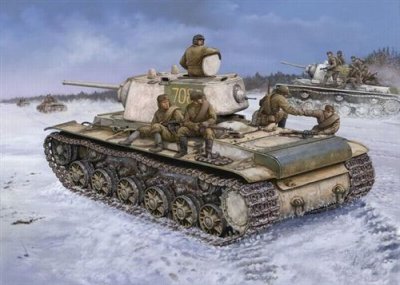HOBBY BOSS Maquette  KV-1 russe &agrave; tourelle lourde moul&eacute;e- 1/48 - Maque
