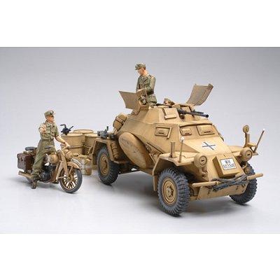 TAMIYA Maquette  Sd.Kfz.222 Afrika Korps avec &eacute;quipage et moto DKW avec