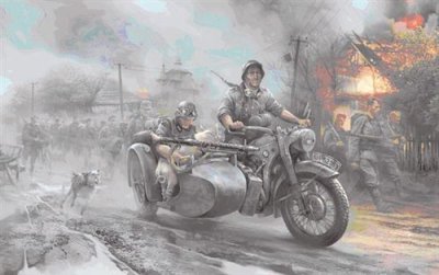 ZVEZDA Maquette  Motocyclette allemande R-12-1/72 - Maquette militaire