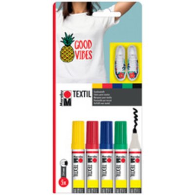 MARABU   feutres textilpainter, 5 couleurs pour textiles clairs (2-4 mm)