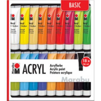 MARABU  Set De Peinture Acrylique, 18 X 36 Ml, Couleurs 121000201