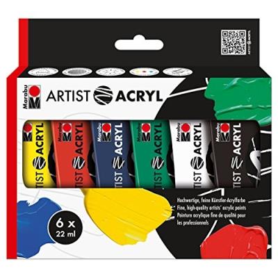 MARABU  Set De Peinture Acrylique Artist Acryl, 6 X 22 Ml,