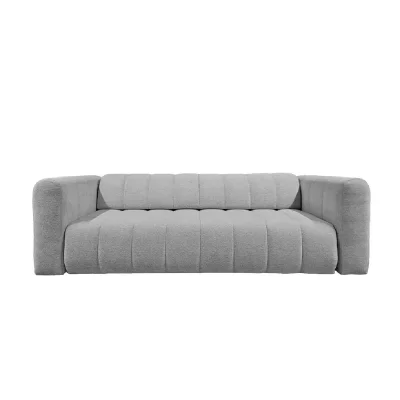 CASANOVA PARIS Marius - Canap&eacute; Droit Convertible Tissu Chenille 3 Places Gris Clair