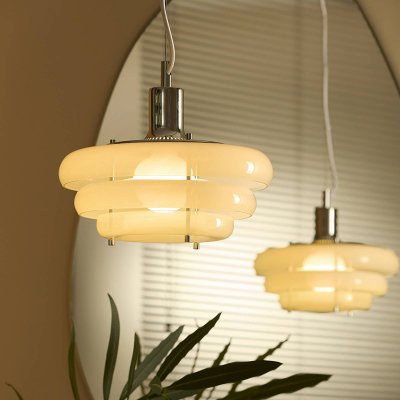 MARKET SET  Suspension Sunset &Oslash; 28 cm, blanc brumeux, verre, E27