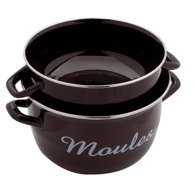 BAUMALU Marmite &agrave; moules 24 cm &eacute;maill&eacute; rouge -  - Noir - Acier &eacute;maill&eacute;