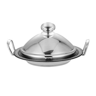SIGNATURE Marmite &agrave; Tajine en Acier Inoxydable 26cm avec Couvercle D&ocirc;me Vapeur Argent
