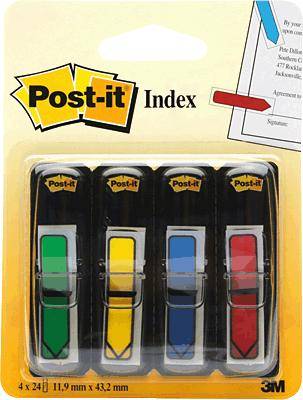 POST IT Marque-pages fl&egrave;ches -  - 4 x 24 mm - Couleurs classiques