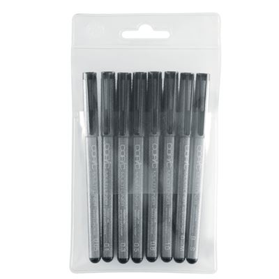 COPIC Marqueur calibr&eacute; multiliner manga  noir 8 pi&egrave;ces - 