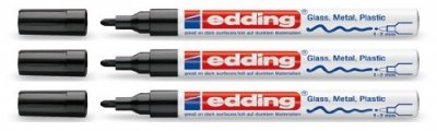 EDDING Marqueur peinture &agrave; l'huile  - pointe moyenne 1-2 mm - laqu&eacute;e noir