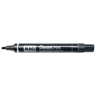 PENTEL Marqueur permanent  N60 - corps m&eacute;tal - pointe biseaut&eacute;e rouge
