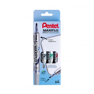PENTEL Marqueur pour tableaux blanc Maxiflo pointe ogive fine - Lot de 4