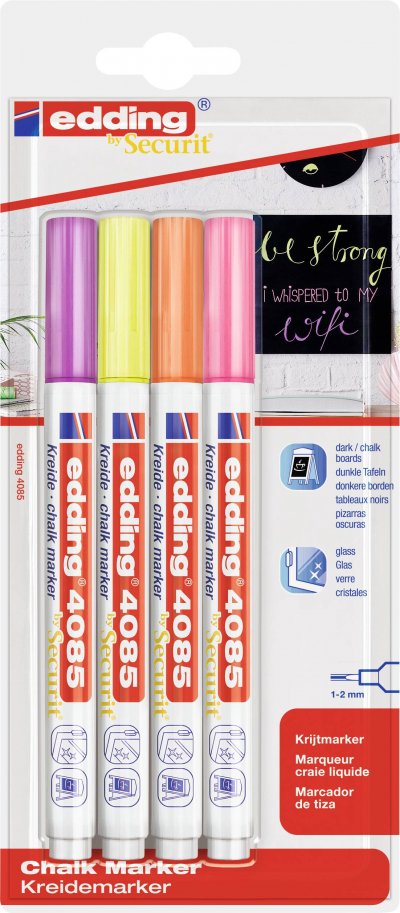EDDING Marqueurs Craie Pointe Fine Assortis N&eacute;on Securit - 