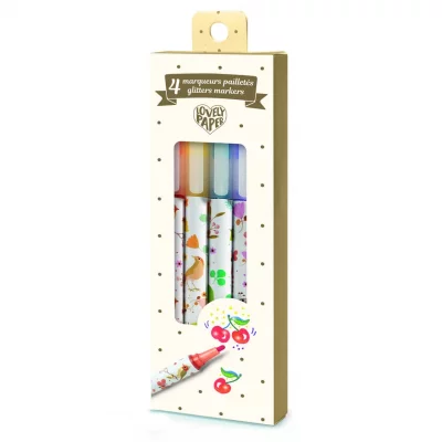 DJECO Marqueurs Lovely paper by  - Paillet&eacute;s - 4 pcs