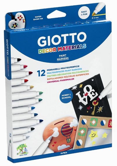 GENERIQUE Marqueurs peinture Giotto Decor Materials - Etui de 12