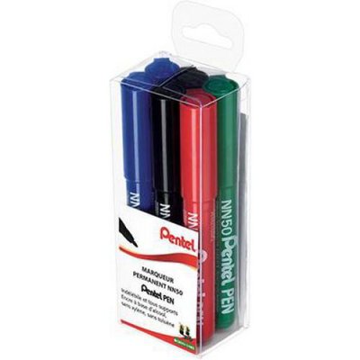 PENTEL Marqueurs permanents NN50 ogive assortis - Pochette de 6
