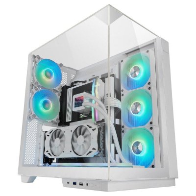 MARS GAMING  Mc-3gf Tour Atx Triple Verre Tremp&eacute; 2 Ventilateurs Argb 120mm Usb-c Blanc