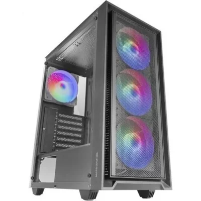 MARS GAMING  MC-AIR ATX Boitier Gaming 4x Ventilateurs FRGB 12cm Avant Mesh Verre Tremp&eacute; Noir