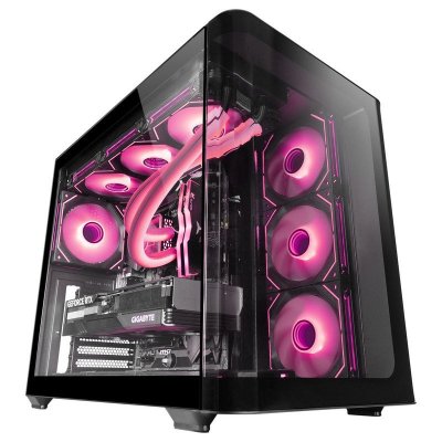 MARS GAMING  MC-FUSION Gaming ATX Verre Tremp&eacute; Double Chambre Courb&eacute;e Continue Noir