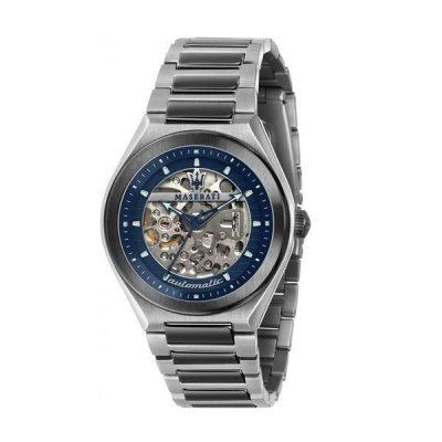 MASERATI  Montre &agrave; affichage analogique gris argent&eacute; / bleu