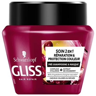 GLISS Masque 2en1 protection couleur, cheveux color&eacute;s ou m&eacute;ch&eacute;s
