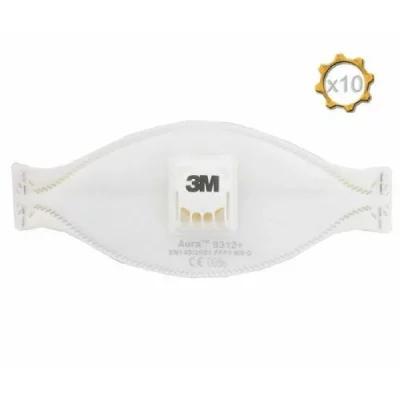 3M Masque  Aura 9312 anti-poussi&egrave;res pliable FFP1 avec soupape x 10