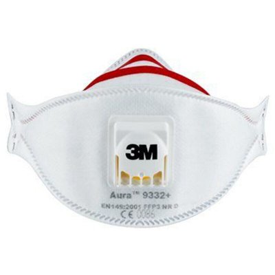 3M Masque Aura 9332 anti-poussi&egrave;res pliable FFP3 avec soupape x 10
