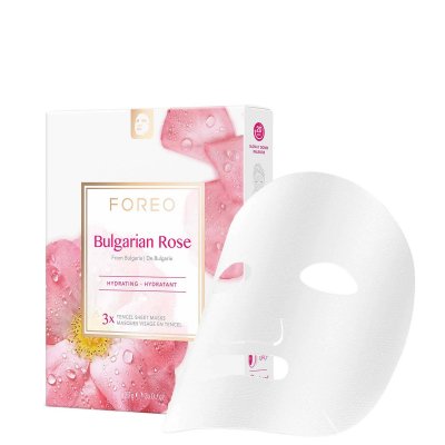 FOREO Masque en tissu hydratant &agrave; la rose bulgare  (lot de 3)