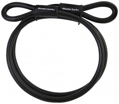 MASTER LOCK  49EURD C&acirc;ble &agrave; boucle en acier tress&eacute; 3 m x 10 mm, Noir