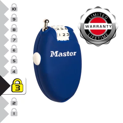 MASTER LOCK  Antivol &agrave; C&acirc;ble Retractable 3 Digit Lock 4 Units