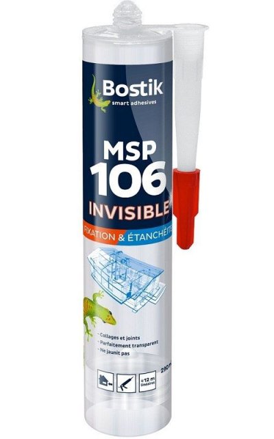 BOSTIK Mastic de collage et d'&eacute;tanch&eacute;it&eacute; transparent MS106