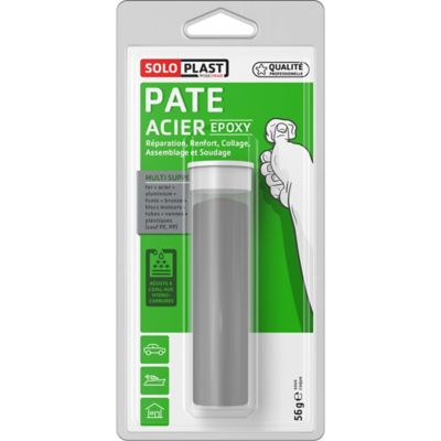SOLOPLAST Mastic &eacute;poxy &agrave; base d'acier Solomet 57 g