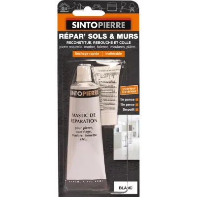 SINTO Mastic polyester pierre blanc en tube de 66 ml