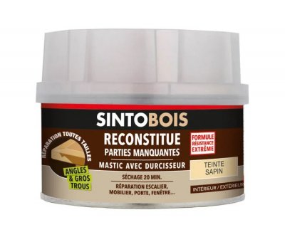 SINTO MasticBOIS + Tube durcisseur  - Sapin - Boite 500 ml - 33781